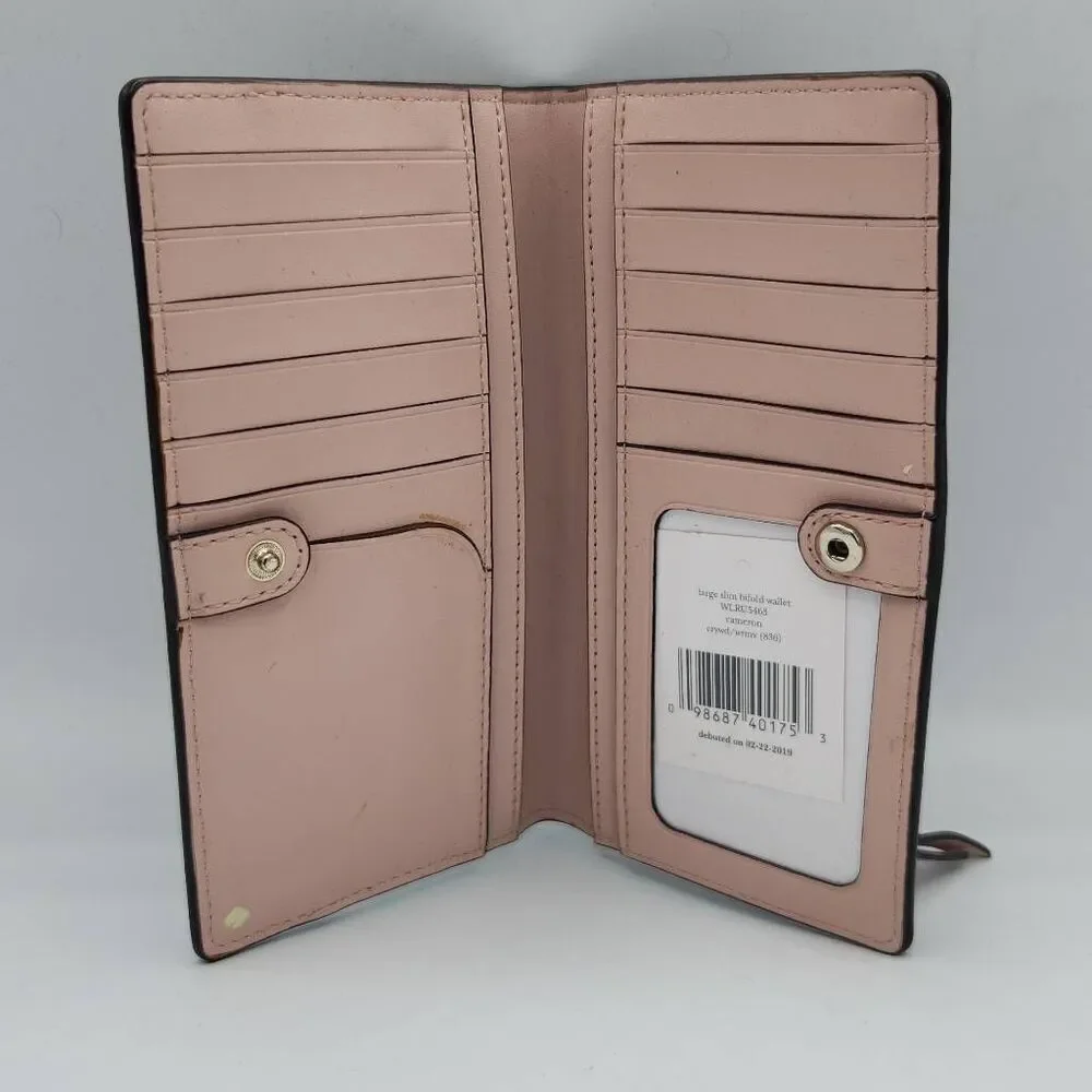 Kate Spade New York Cameron Wallet Lrg. Colorblock Slim Bifold Gold Zip $119